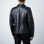 Quilted Leather Biker Jacket // Black (XS)