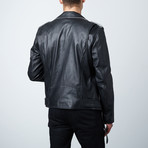 Contrast Leather Jacket // Black + White (XL)