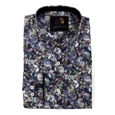 Trevor Woven Shirt // Navy + Multicolor (S)