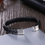 Silver Coil Inlay Leather Bracelet