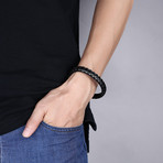 Silver Coil Inlay Leather Bracelet