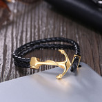 Anchor Loop Leather Bracelet