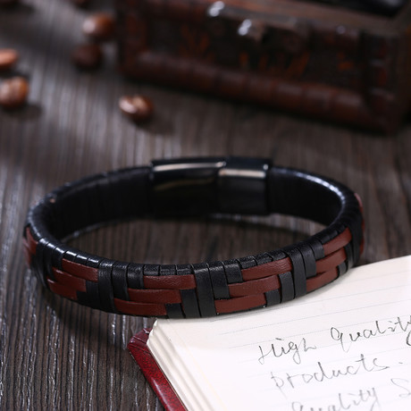 Horizontal Woven Leather Bracelet