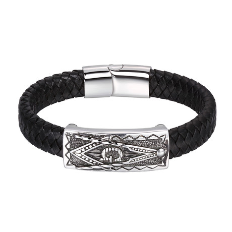 Free Mason Emblem Leather Bracelet