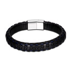 Sleek Blue Lining Leather Bracelet