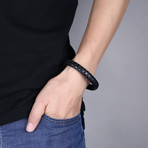 Sleek Blue Lining Leather Bracelet