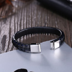 Sleek Blue Lining Leather Bracelet