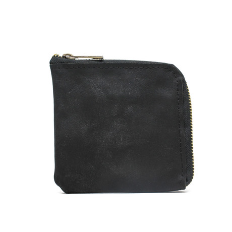 Tanned Leather Zipper Wallet // Black