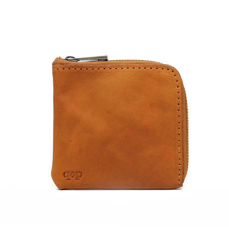 Tanned Leather Zipper Wallet // Cognac
