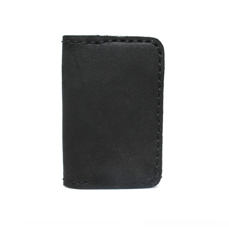 Tanned Leather Bi-Fold Card Case // Black