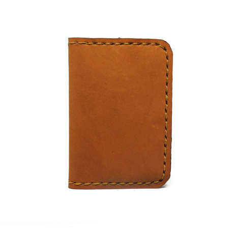 Tanned Leather Bi-Fold Card Case // Cognac