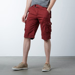 Twill Cargo Shorts // Burgundy (38)