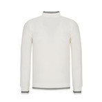 Textured Quarter Zip Sweater // White (S)