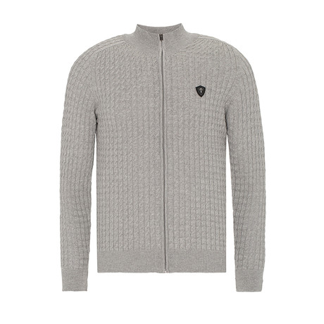 Cable Knit Zip-Up Cardigan // Grey (S)