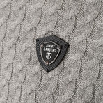 Cable Knit Zip-Up Cardigan // Grey (XL)