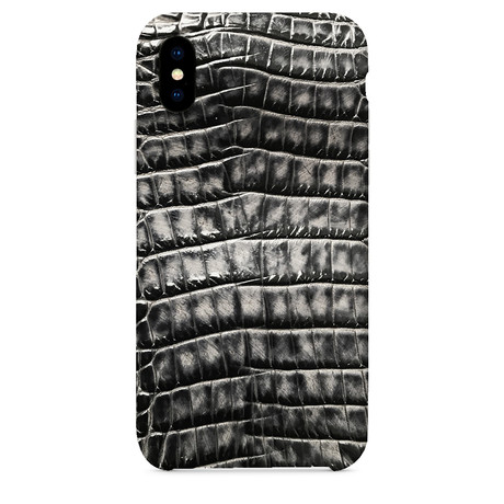 Embossed Crocodile 2 iPhone Case // Black + Gray (iPhone 7/8)
