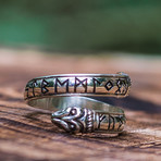 Ouroboros + Elder Futhark Runes Ring // Silver (8)