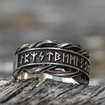 Viking Collection // Elder Futhark Runes + Braided Ornament Ring (8)