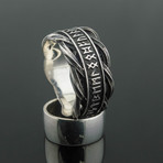 Viking Collection // Elder Futhark Runes + Braided Ornament Ring (5)