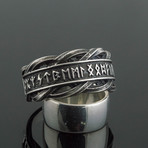 Viking Collection // Elder Futhark Runes + Braided Ornament Ring (12)