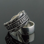 Viking Collection // Elder Futhark Runes + Braided Ornament Ring (13)