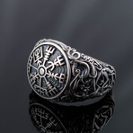 Urnes Ornament + Vegvisir Ring // Silver (11)