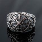 Urnes Ornament + Vegvisir Ring // Silver (14)