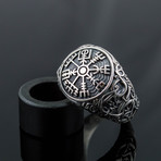 Urnes Ornament + Vegvisir Ring // Silver (10)