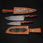 Damascus Chef Knife // 2 Piece Set // 9177