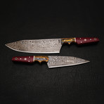 Damascus Chef Knife // 2 Piece Set // 9177