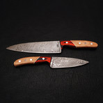 Damascus Chef Knife // 2 Piece Set // 9178