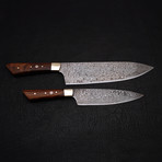 Damascus Chef Knife // 2 Piece Set // 9180