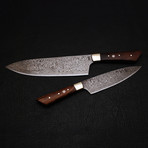 Damascus Chef Knife // 2 Piece Set // 9180