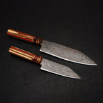 Damascus Chef Knife // 2 Piece Set // 9183