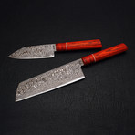 Damascus Chef Knife // 2 Piece Set // 9186