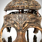 Tibetan Necromancer Authentic Human Skull Mask + Display Stand