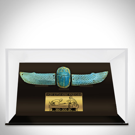 Ancient Egyptian Authentic Blue Faience Winged Scarab // Museum Display