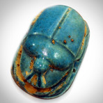 Ancient Egyptian Authentic Blue Faience Winged Scarab // Museum Display