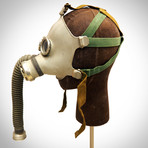 Soviet Russian Cold War Antique Gas Mask + Leather Head Stand