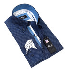Reversible Cuff Button-Down Shirt // Blue Dots (M)