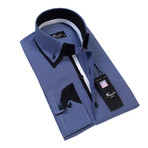 Reversible Cuff Button-Down Shirt // Blue Checkers (3XL)