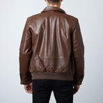 Nuborn Leather // Aviator Leather Bomber // Brown (XL)