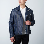 Mason + Cooper // Moto Leather Jacket // Navy (XL)