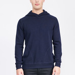 Solid Pullover Cashmere Hoodie // Navy (L)