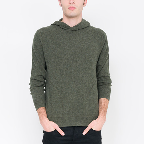 Solid Pullover Cashmere Hoodie // Forest Heather (S)