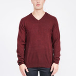 Classic V-Neck Cashmere Sweater // Merlot (XL)