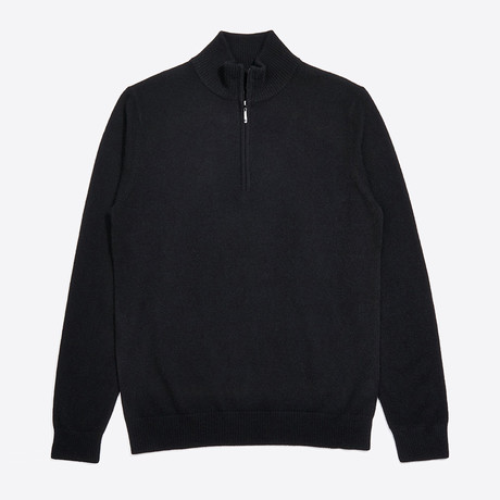 Classic Quarter Zip Cashmere Sweater // Black (S)