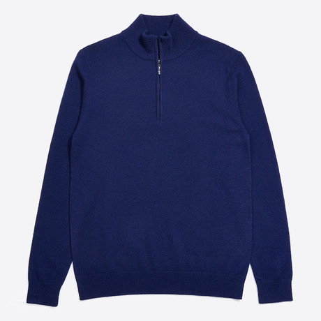 Classic Quarter Zip Cashmere Sweater // Navy (S)