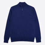 Classic Quarter Zip Cashmere Sweater // Navy (M)