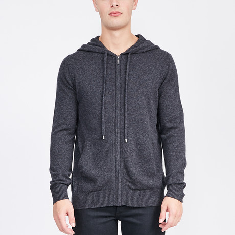 Full Zip Cashmere Hoodie // Charcoal Heather (S)